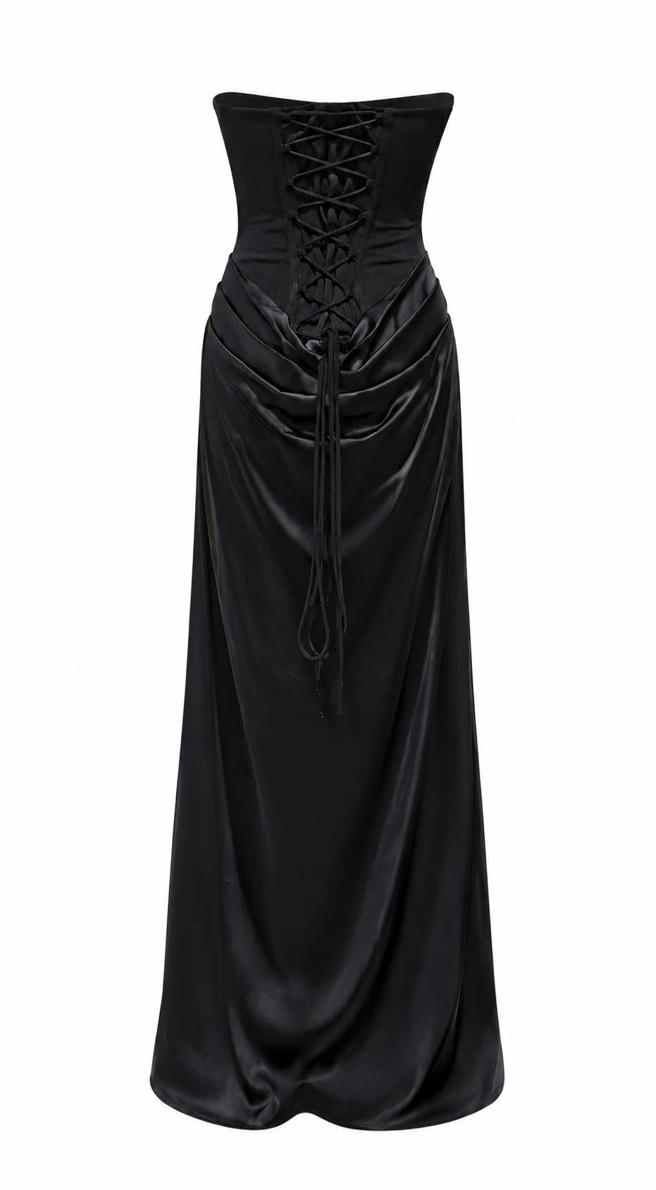 Black Corset Satin Maxi Dress – NOIRELLE