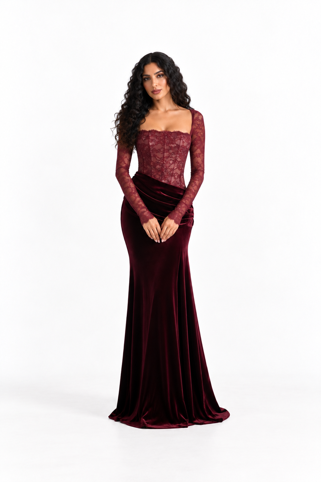 Lace Corset Velvet Draped - Elegance