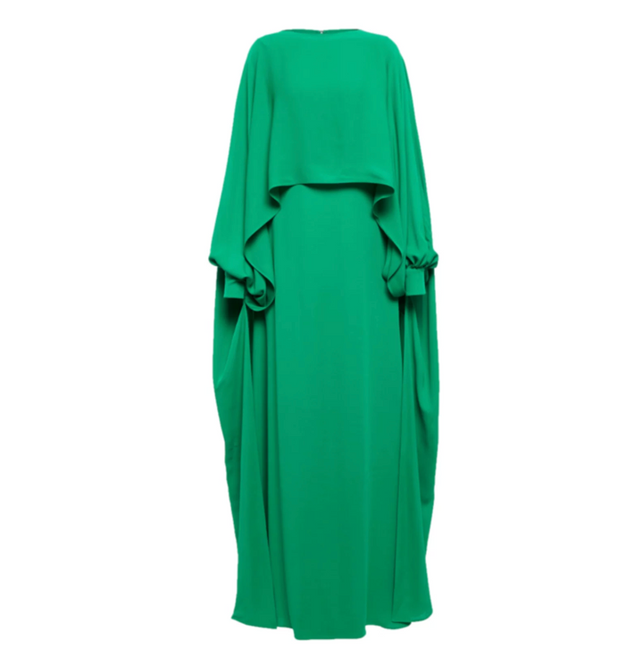 Draped Cape Maxi Dress - Emerald