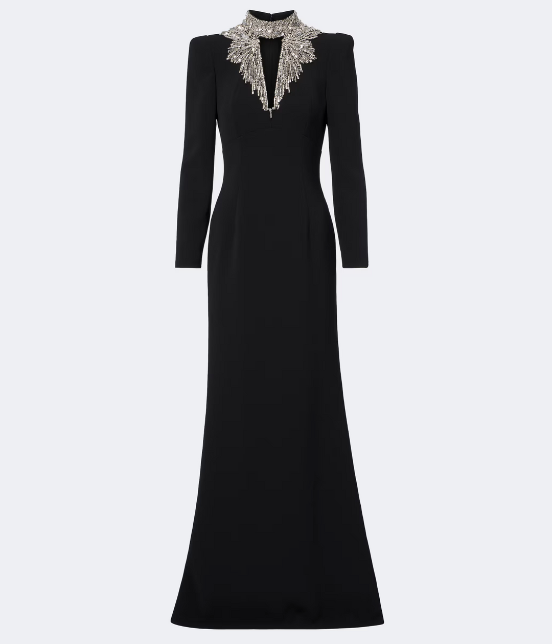 Crystal-Fringe Column Gown - Noir