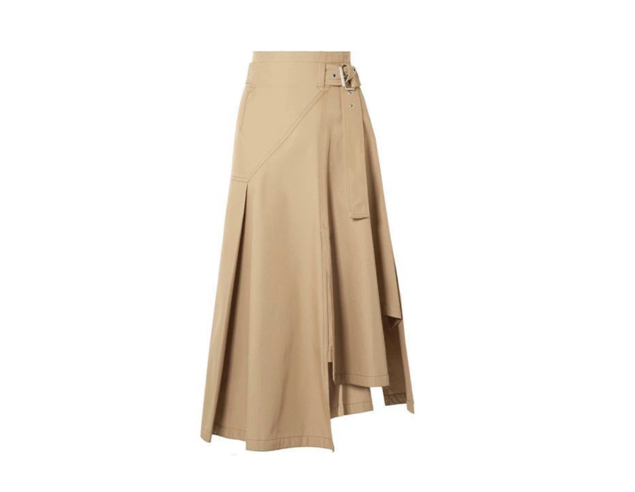 Asymmetric Belted Maxi Skirt – Sand
