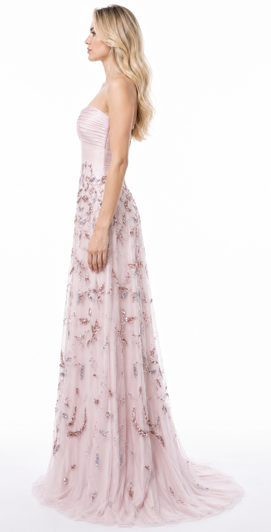 Embellished Strapless Evening Gown – BLUSHIA
