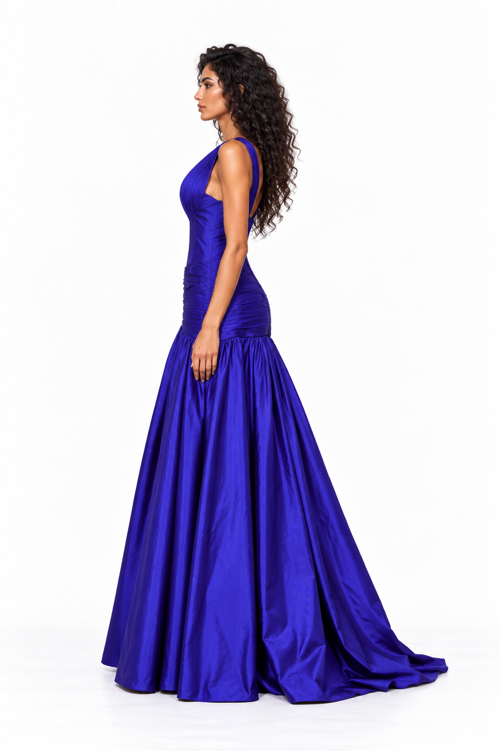 Royal Purple Satin Deep V-Neck Maxi Dress - Violet