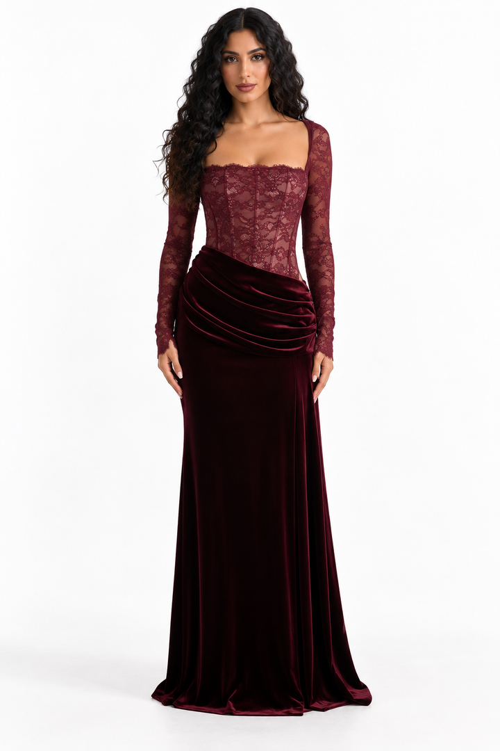 Lace Corset Velvet Draped - Elegance