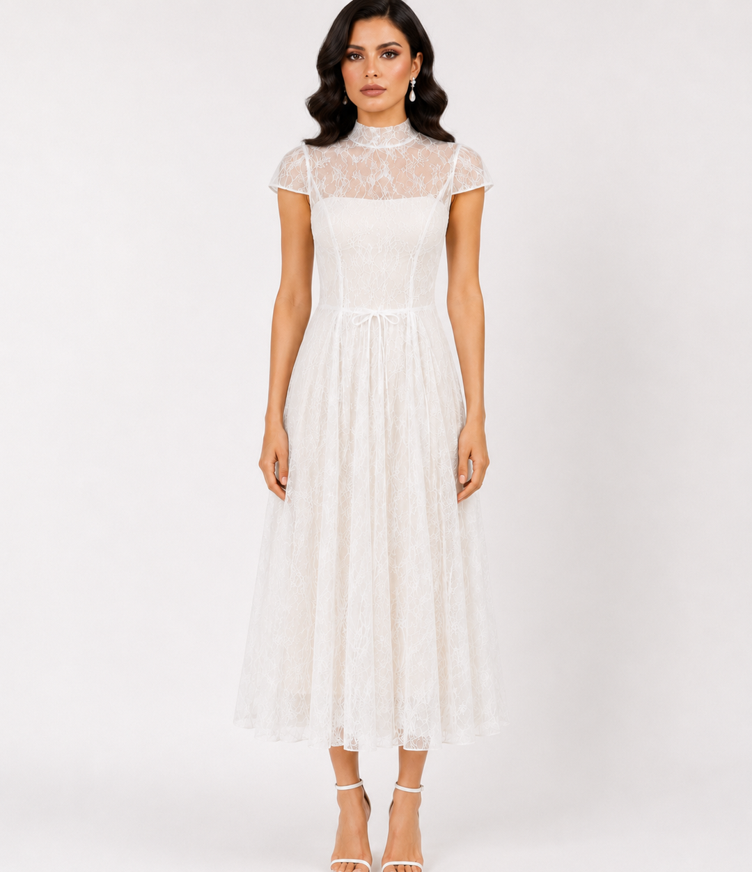Midnight Lace A-Line Evening Dress — Noir