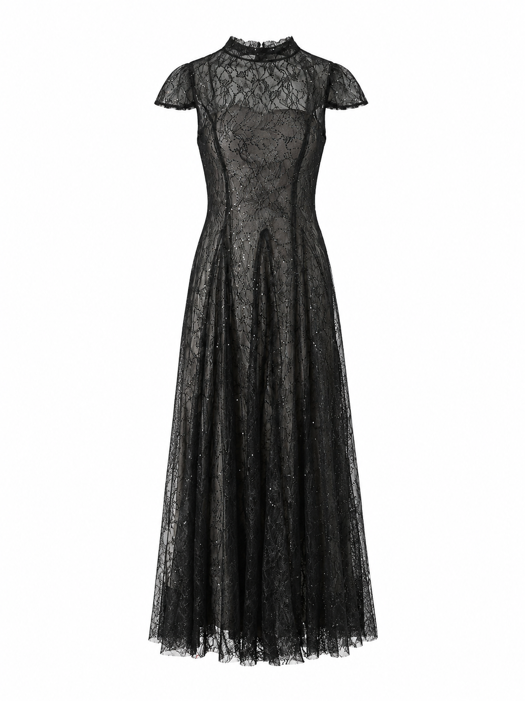 Midnight Lace A-Line Evening Dress — Noir
