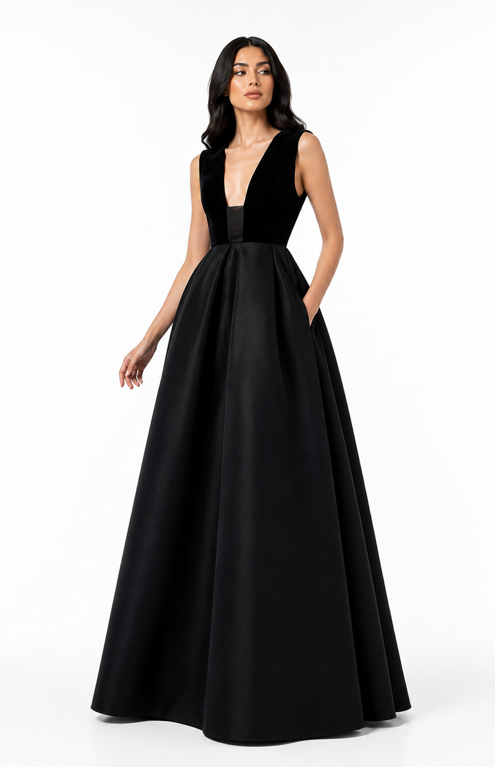 Deep V-Neck Ball Gown – Rosalia