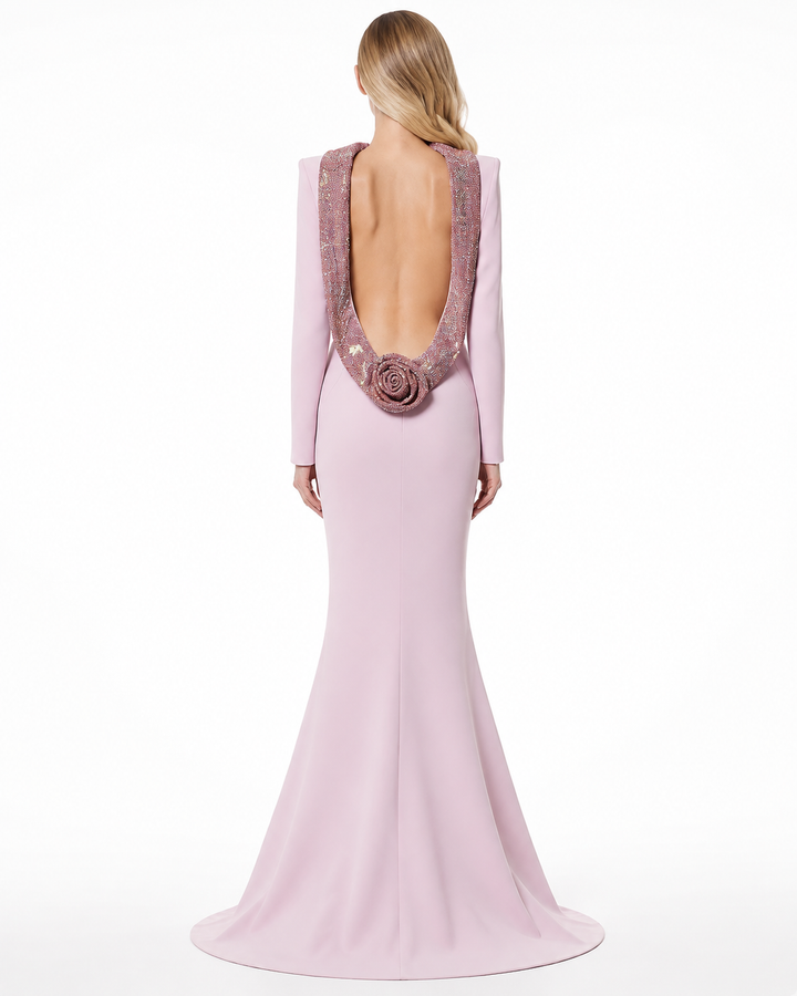 Pink Embellished High-Neck Mermaid Gown – Roselle