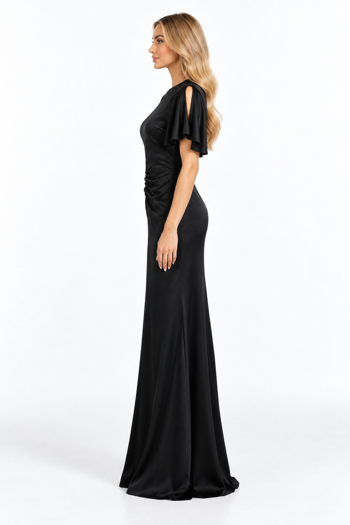 Ruched Short-Sleeve Gown - ELIANA