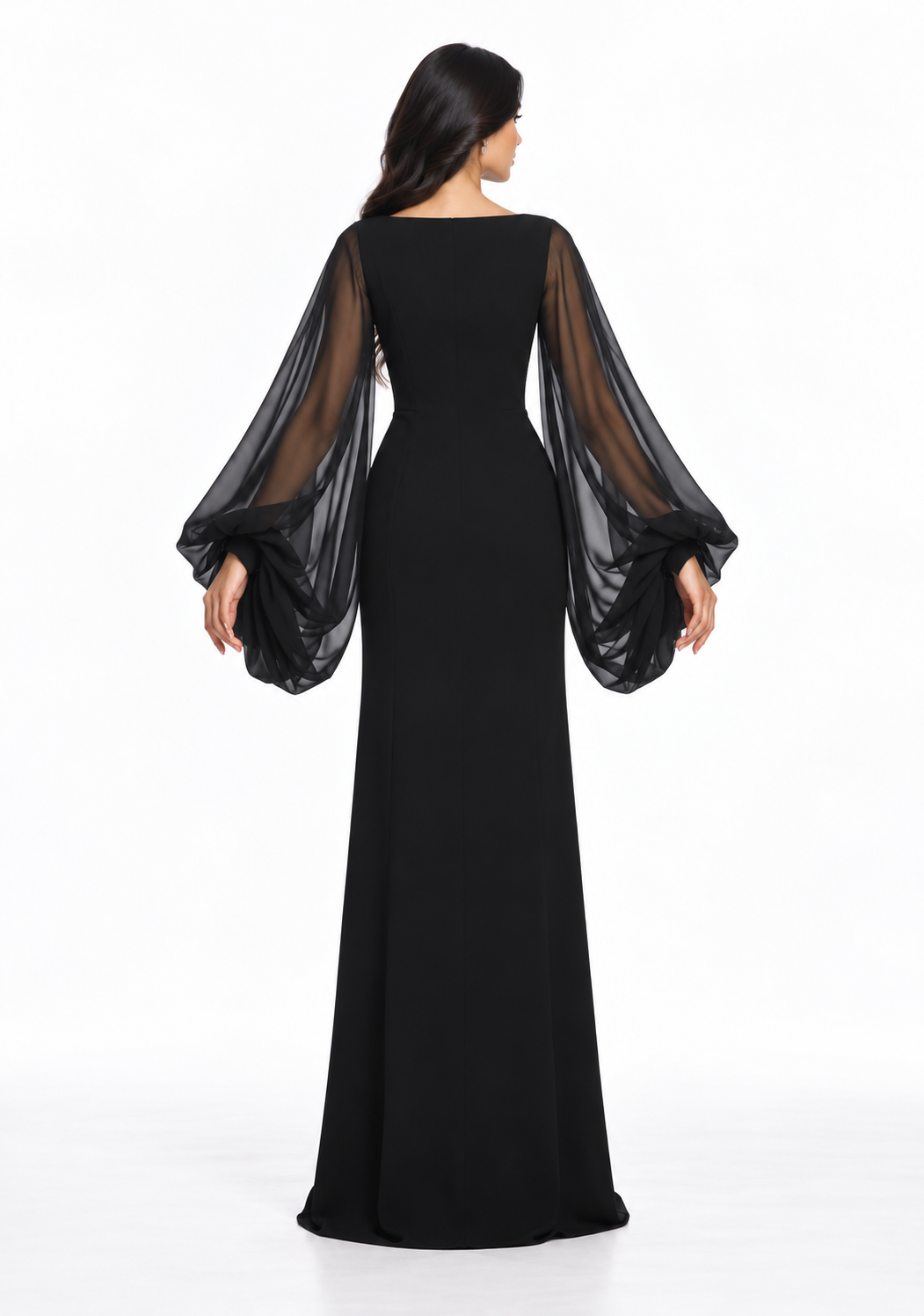 Black Crystal Bow Gown -Bellavique