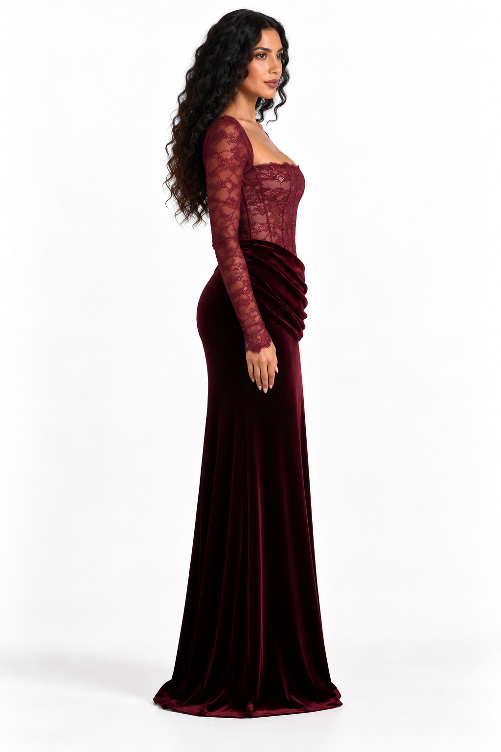 Lace Corset Velvet Draped - Elegance