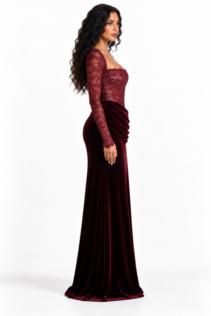 Lace Corset Velvet Draped - Elegance