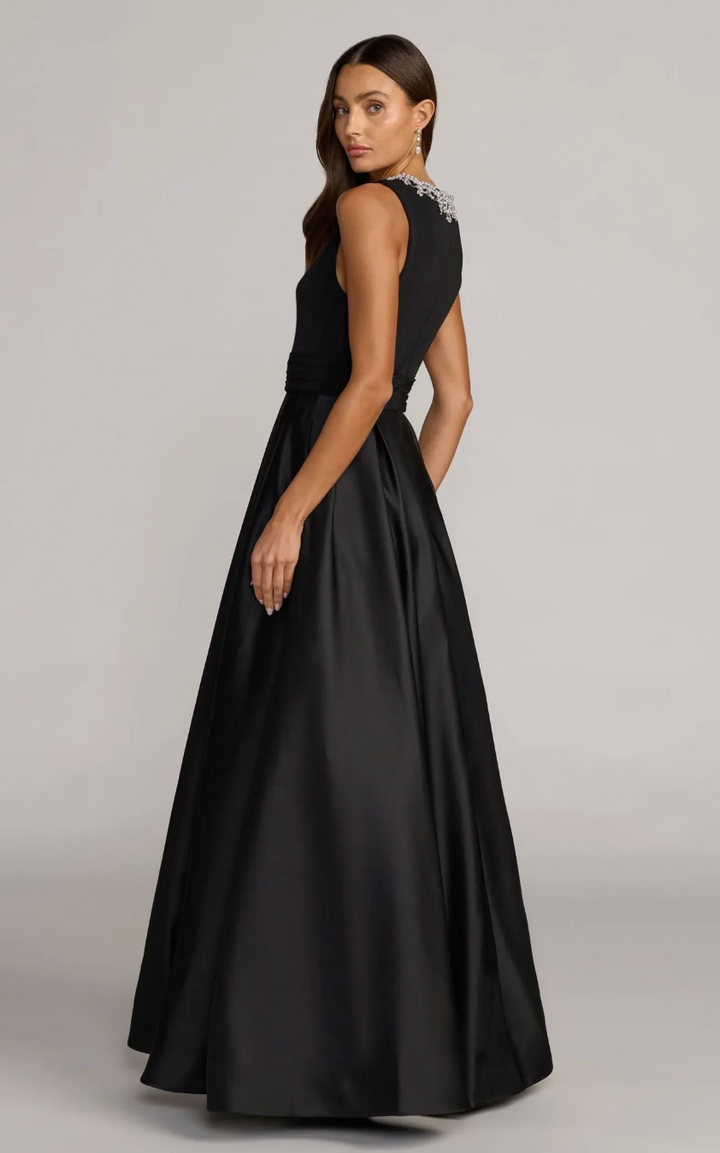 Embellished Neck Satin Ball Gown - Celestine