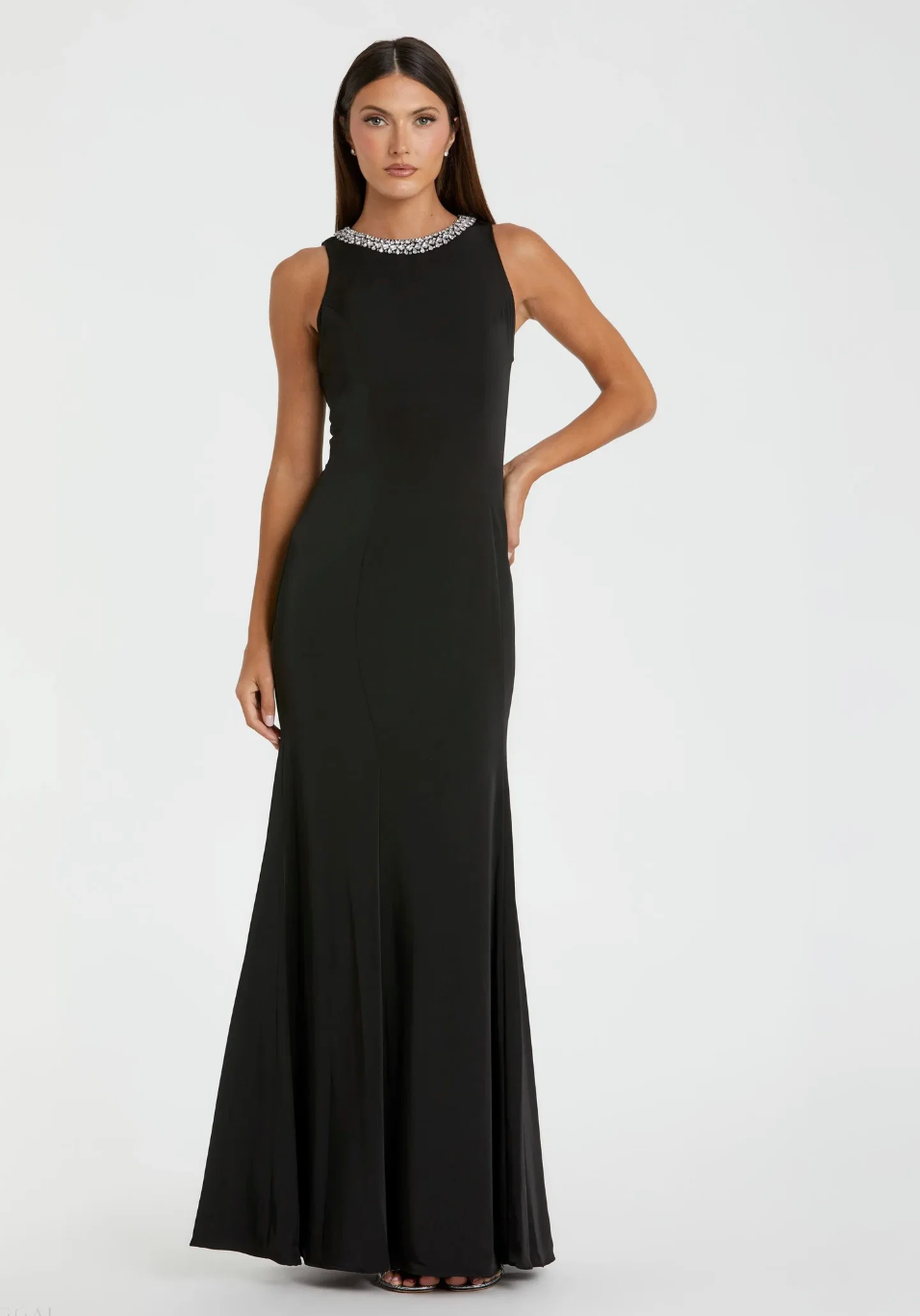 Crystal Neck Mermaid Gown - Noir