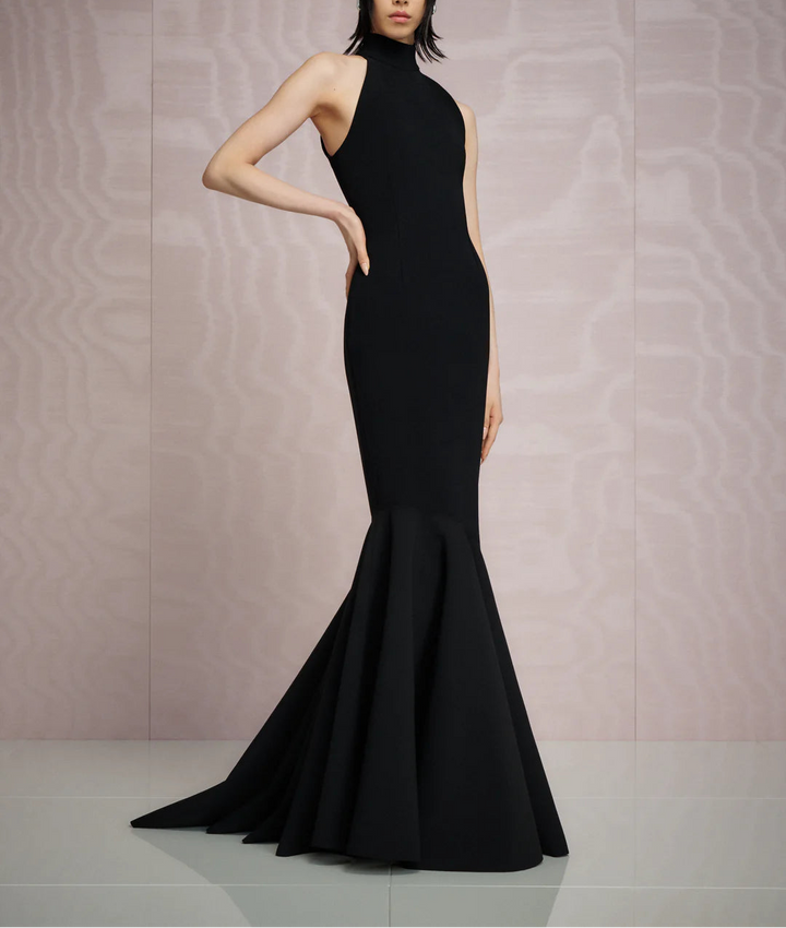 halter mermaid gown with sculpted flare – KERRA