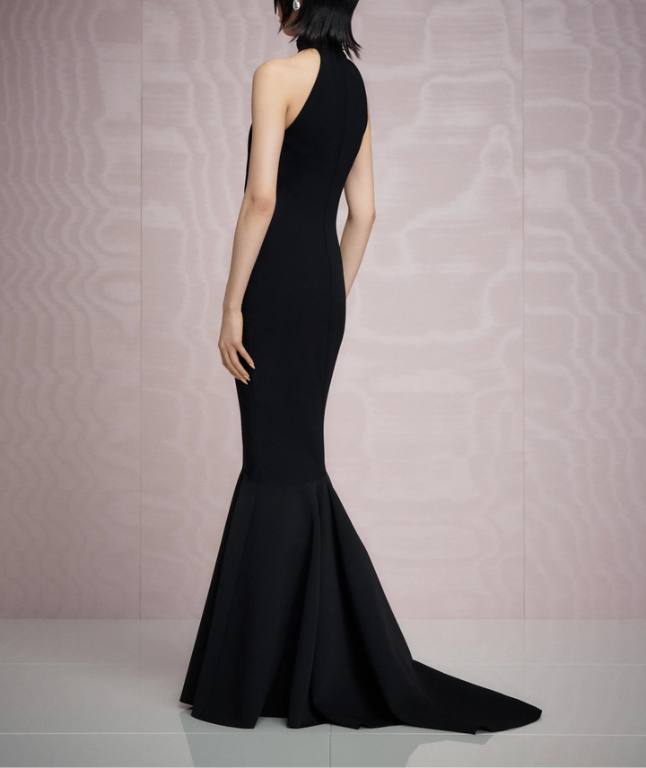 halter mermaid gown with sculpted flare – KERRA