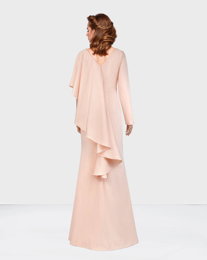 Ruffled pink dress with asymmetrical sleeves - Surinder