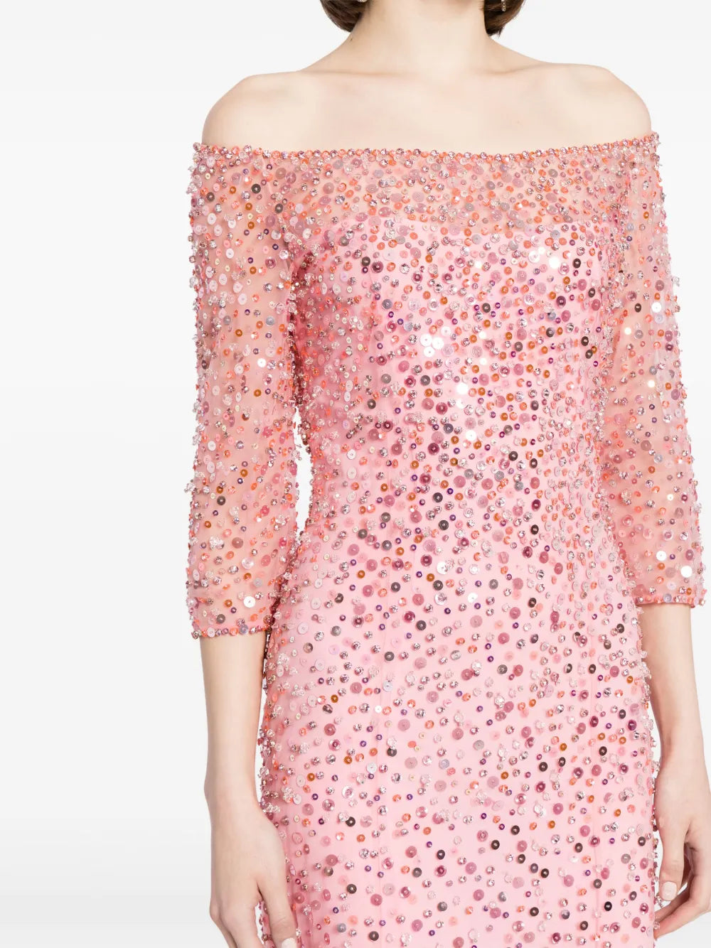 Plissiertes Oberteil mit ausgestellten Ärmeln und Maxirock-Set mit Taillengürtel – Rosiny 