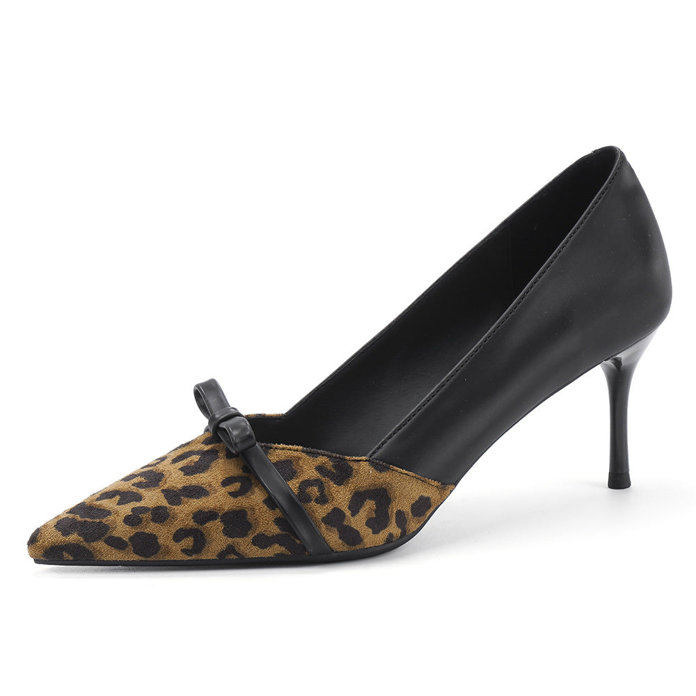 pointed toe stiletto pump with leopard contrast – SAVANNA