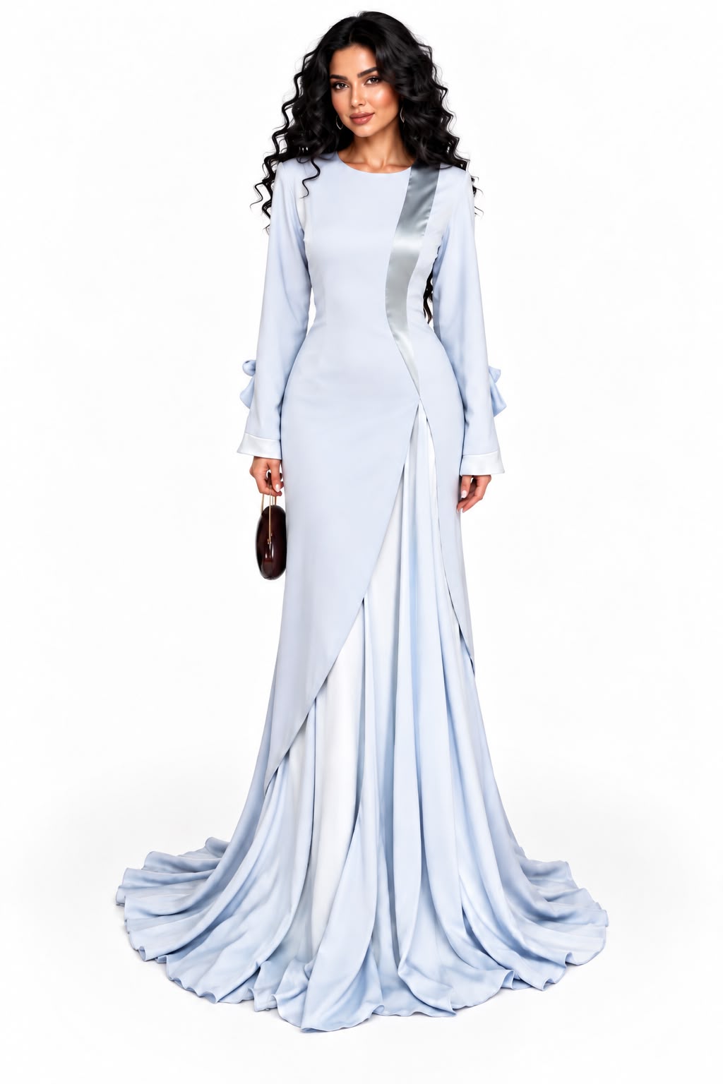 Draped Panel Gown - Silver
