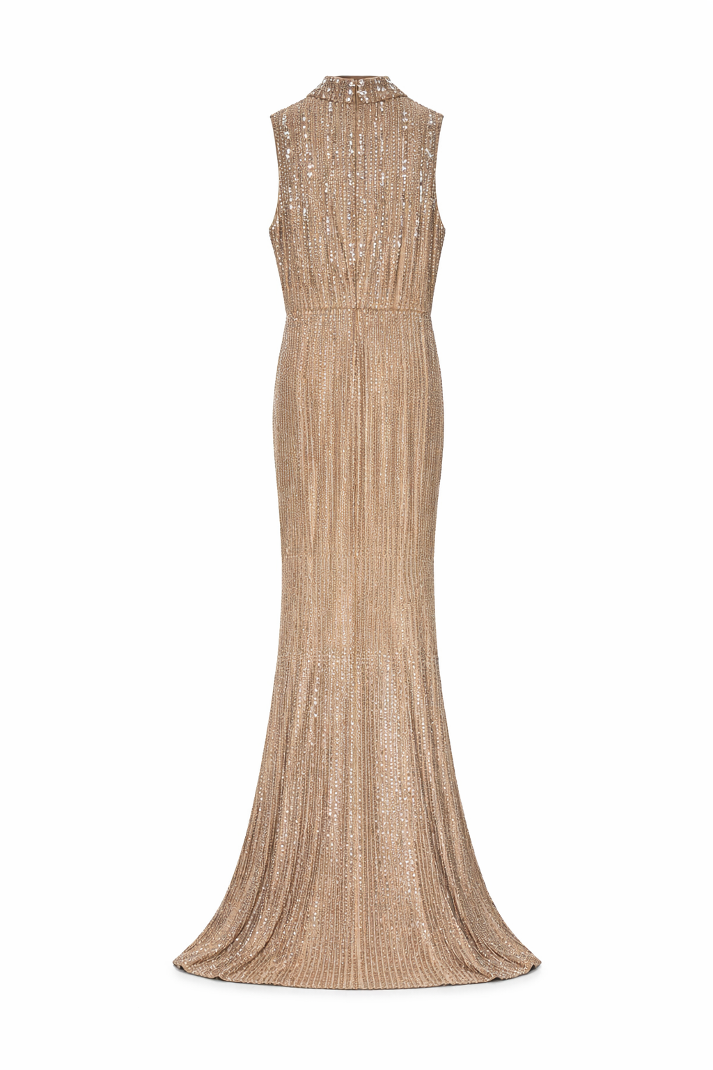 sleeveless high neck sequin maxi dress with draped hem – AURELIA