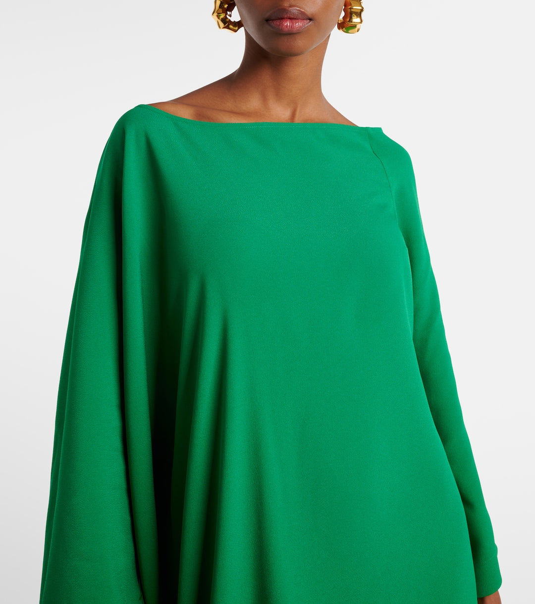 asymmetric gown with feather trim – VIVID