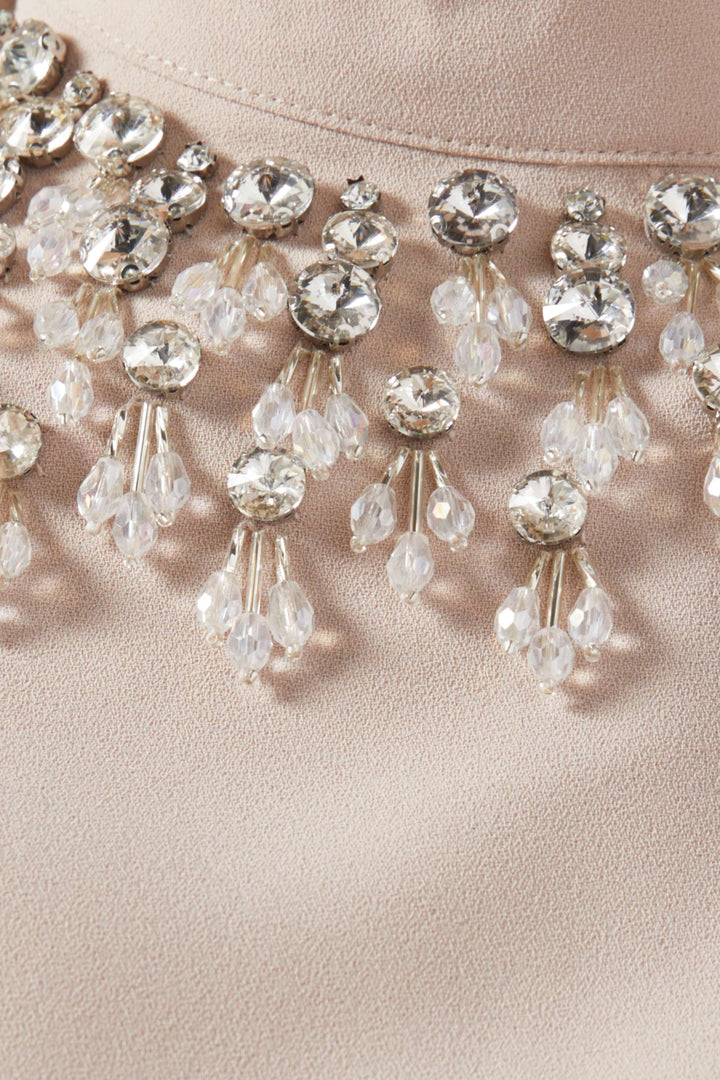 embellished high-neck A-line gown – CELESTE