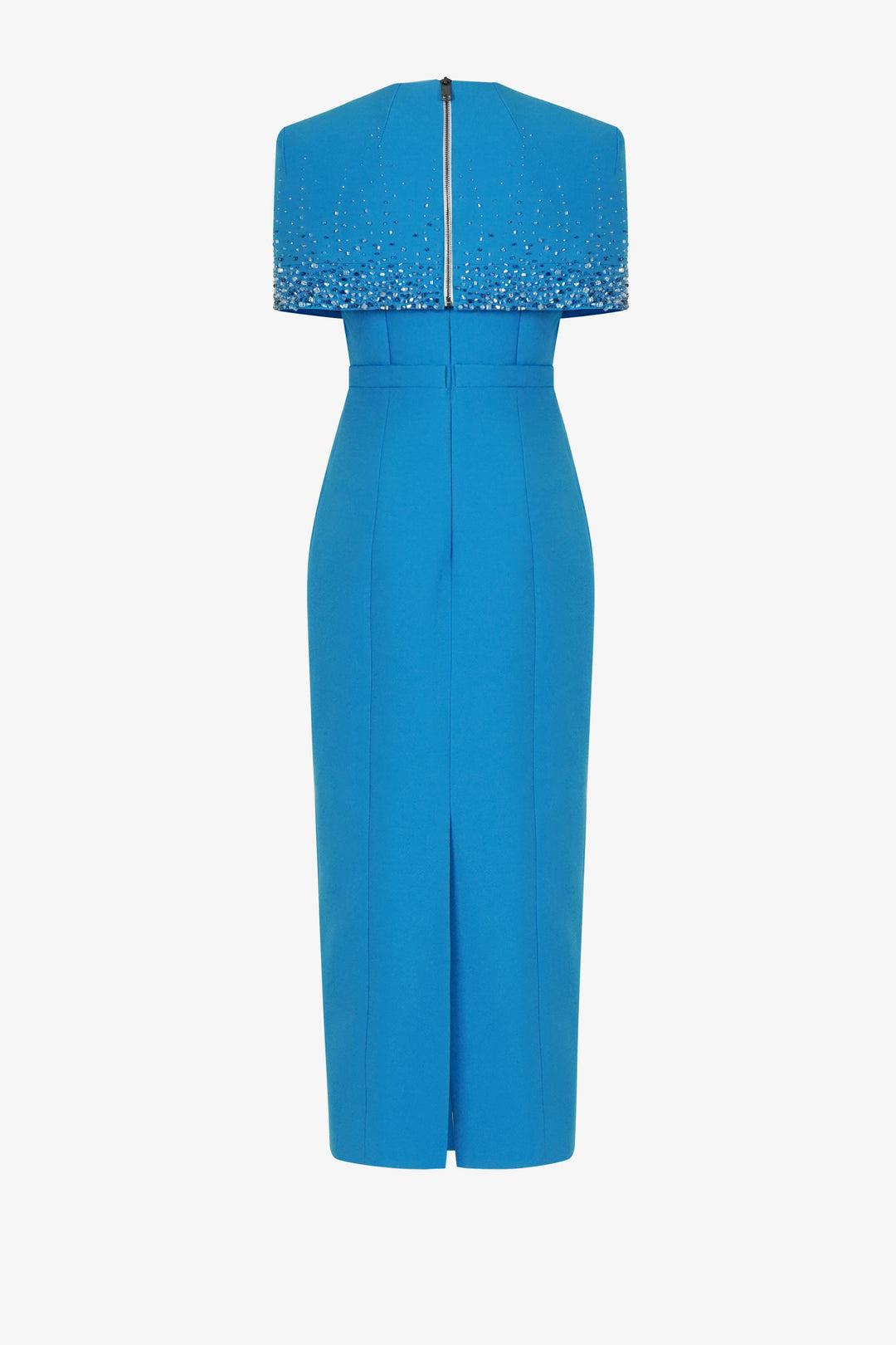 crystal-embellished cape-detail midi dress – OSEIL