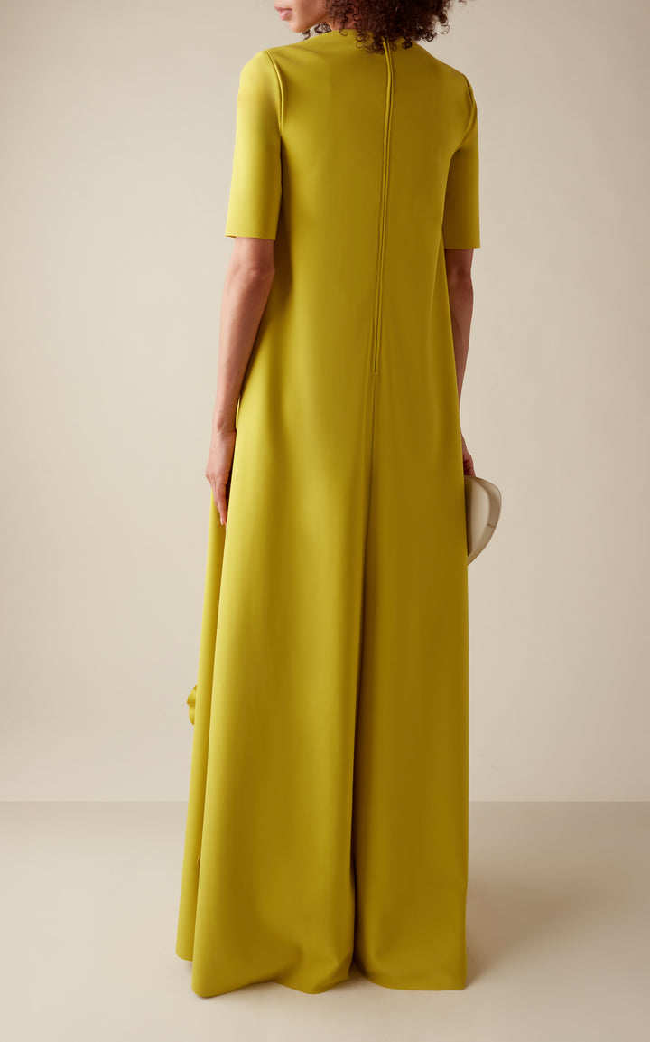 floral appliqué gown with half sleeves – AMARA