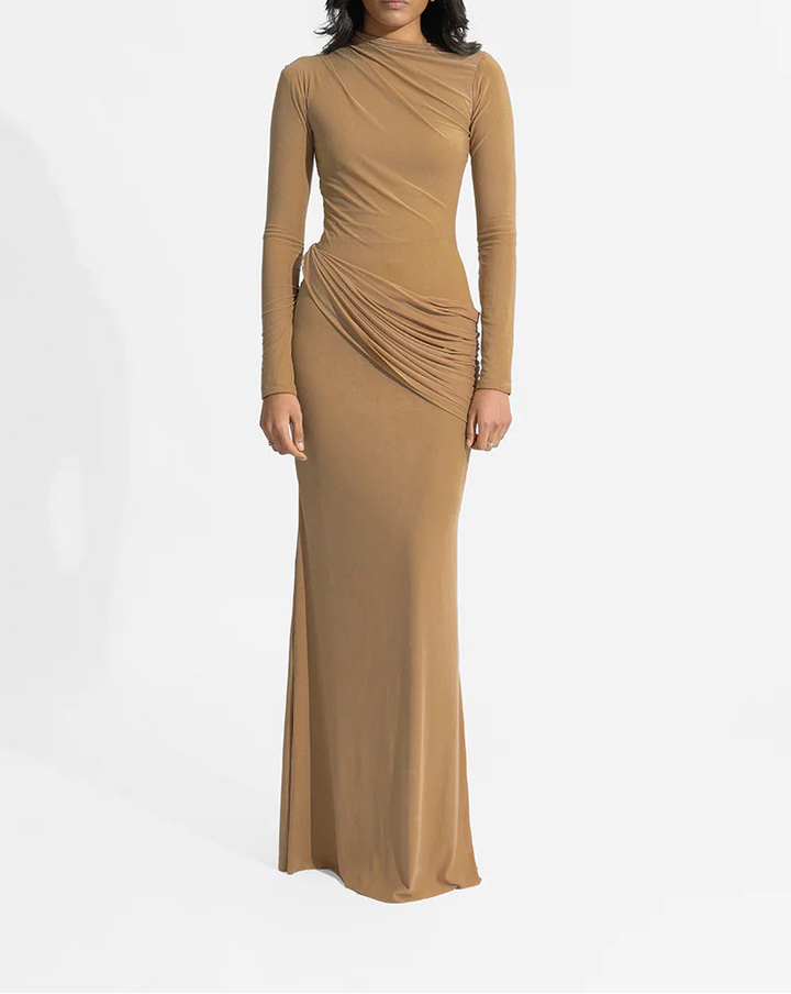 draped high-neck jersey gown – SIENNA