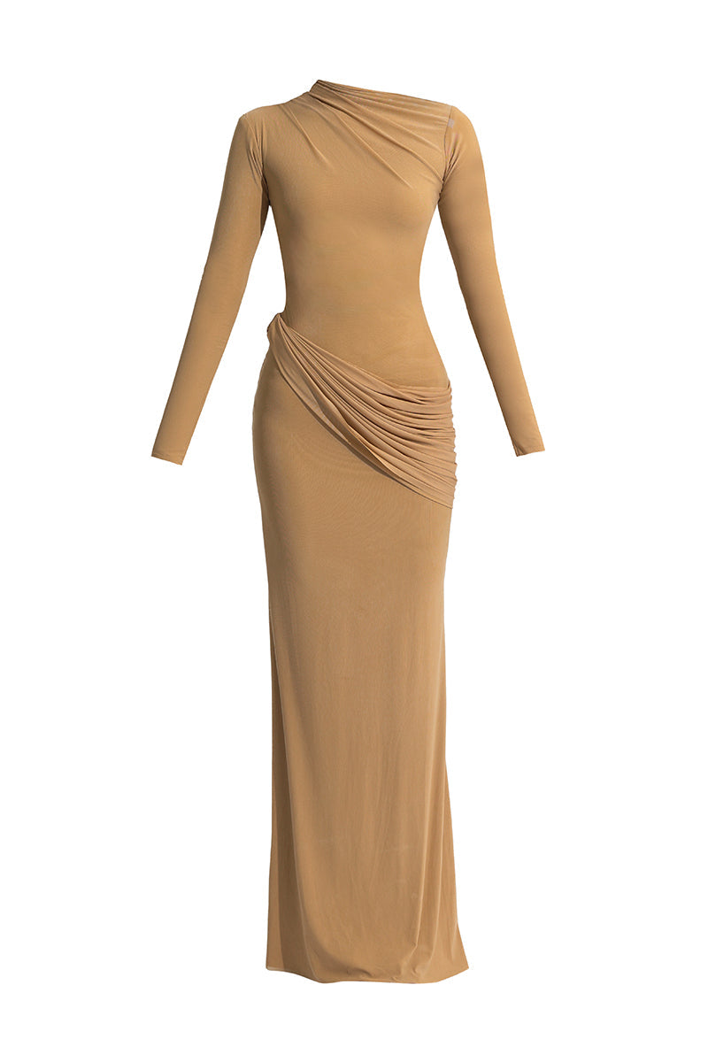 draped high-neck jersey gown – SIENNA