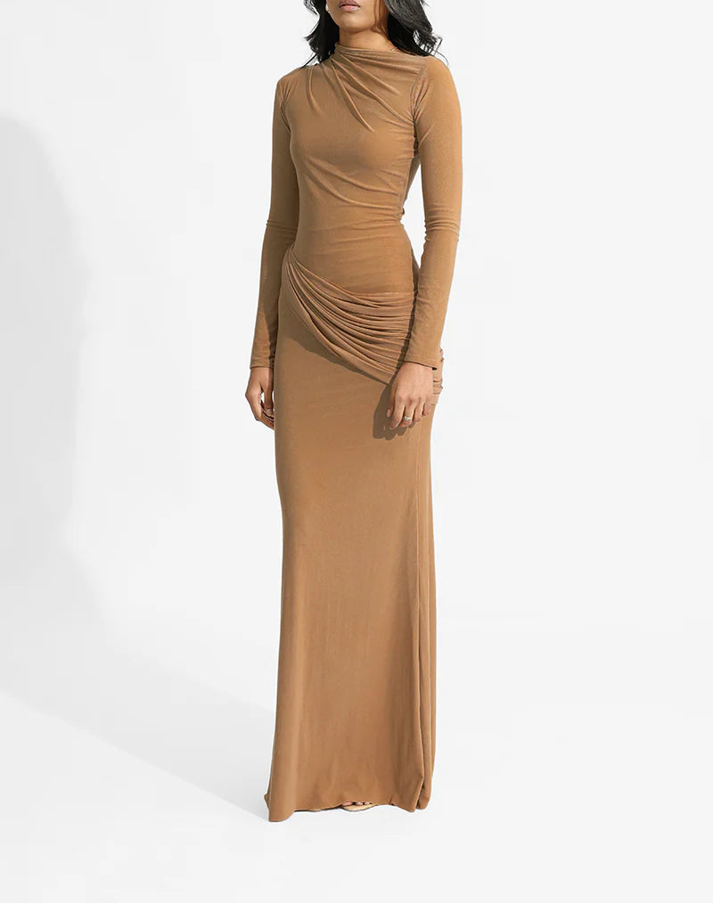 draped high-neck jersey gown – SIENNA