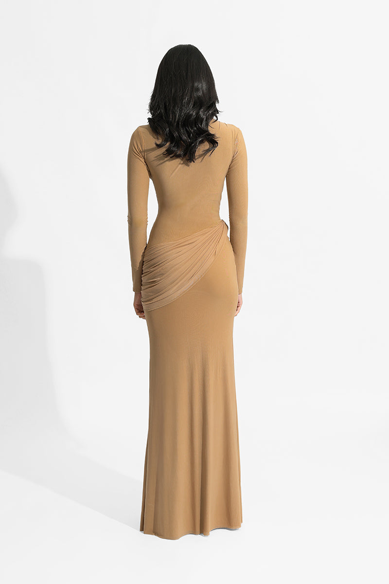 draped high-neck jersey gown – SIENNA