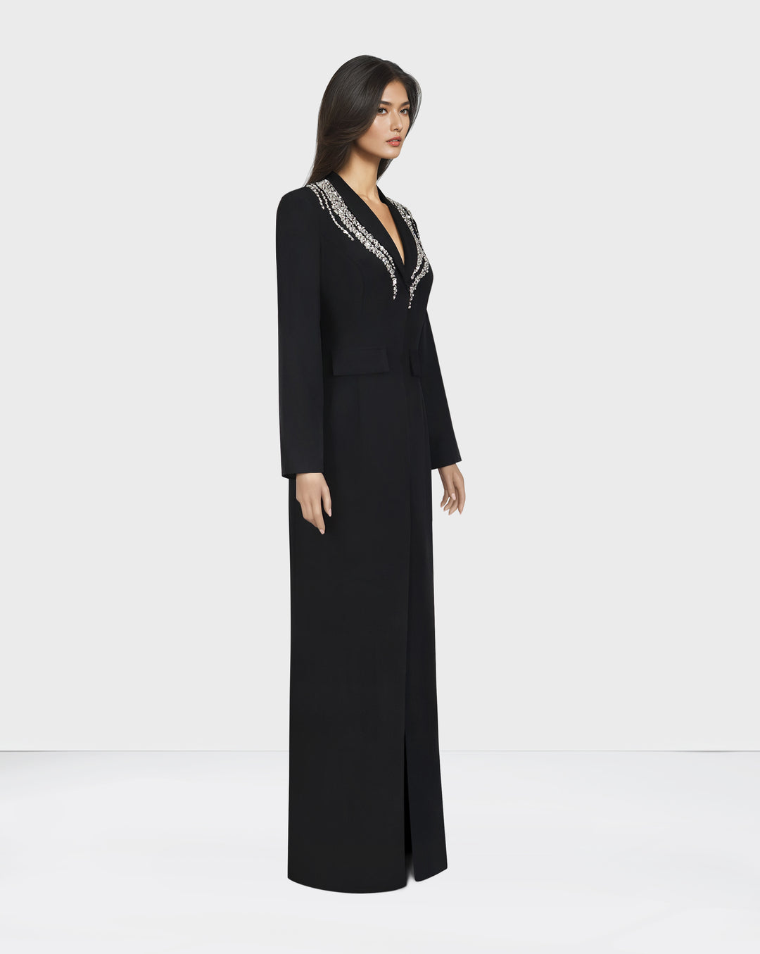 Blazer black dress with beaded shoulders