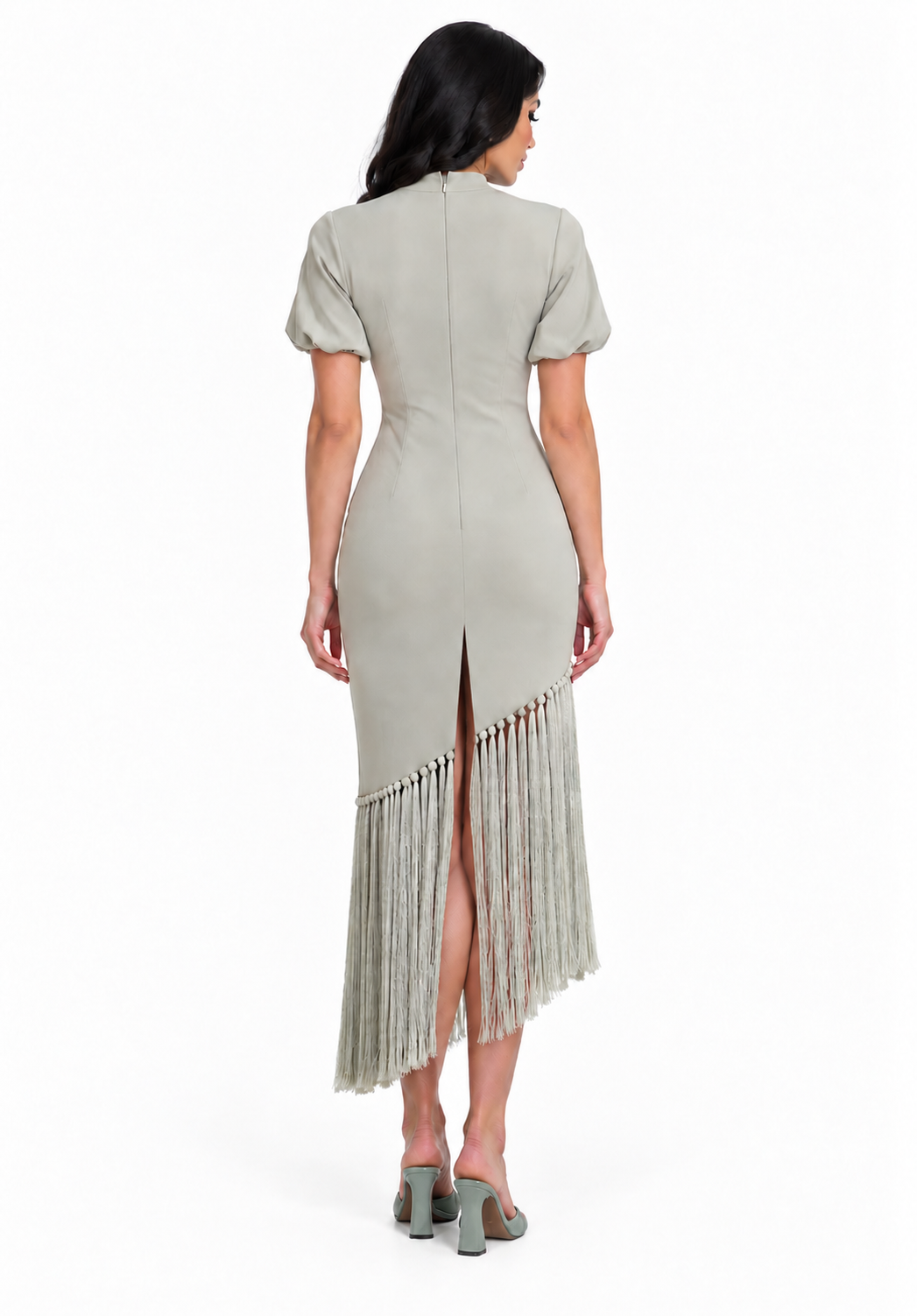 Fringe Detail High Neck Midi Dress – Elvaris