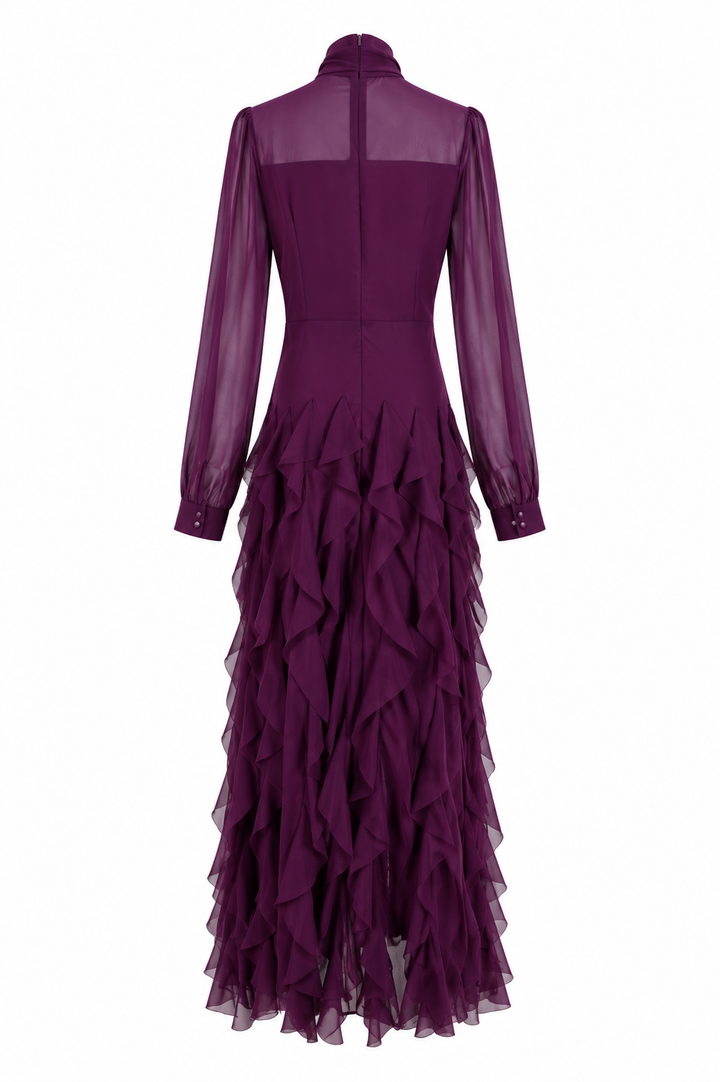 Scarlet Ruffle Bow Maxi Dress — Valentina