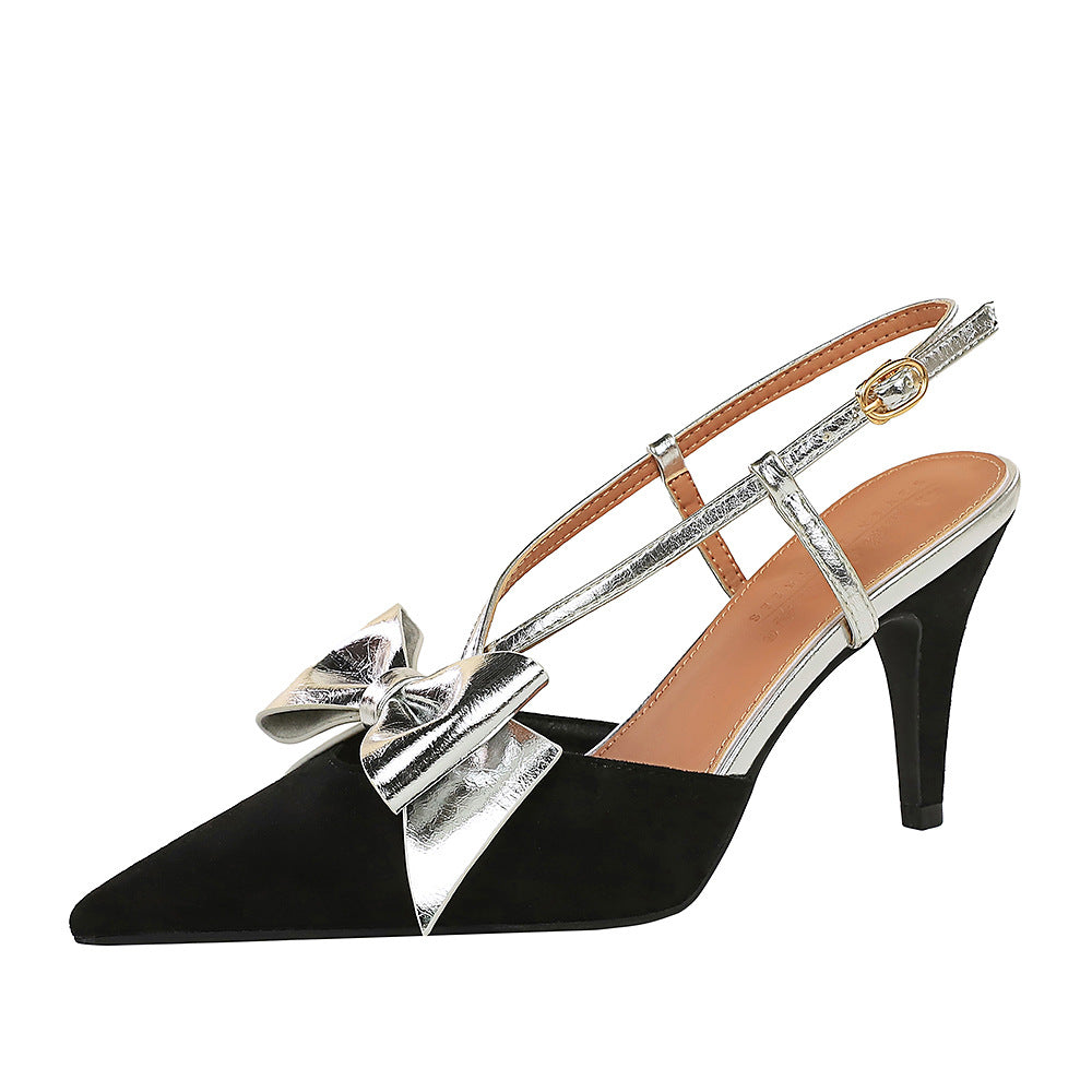 Bow Slingback Kitten Heels - Noir