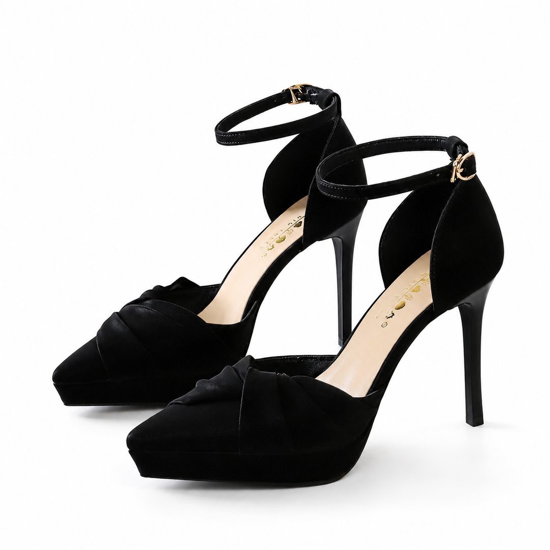 Ankle Strap Platform Stiletto Pumps - Ivory