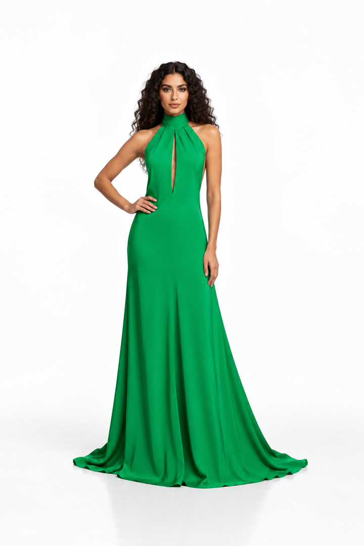 Halter Keyhole Evening Gown - Emeraldis