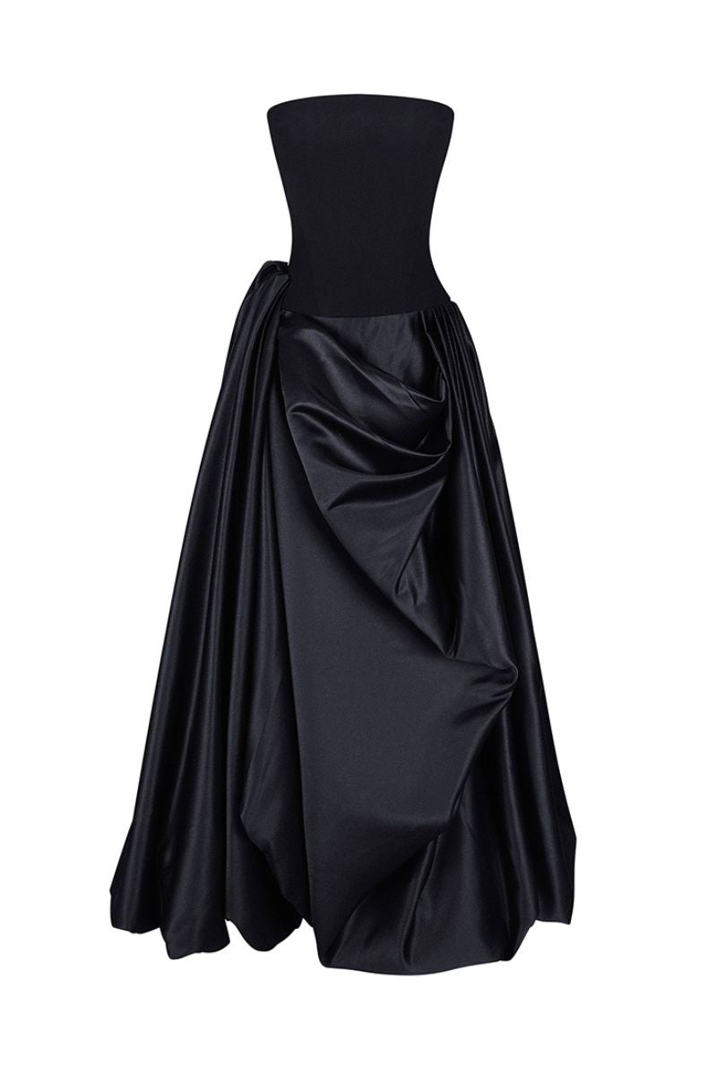 structured ball gown with sculpted draped skirt – NOCTURNE