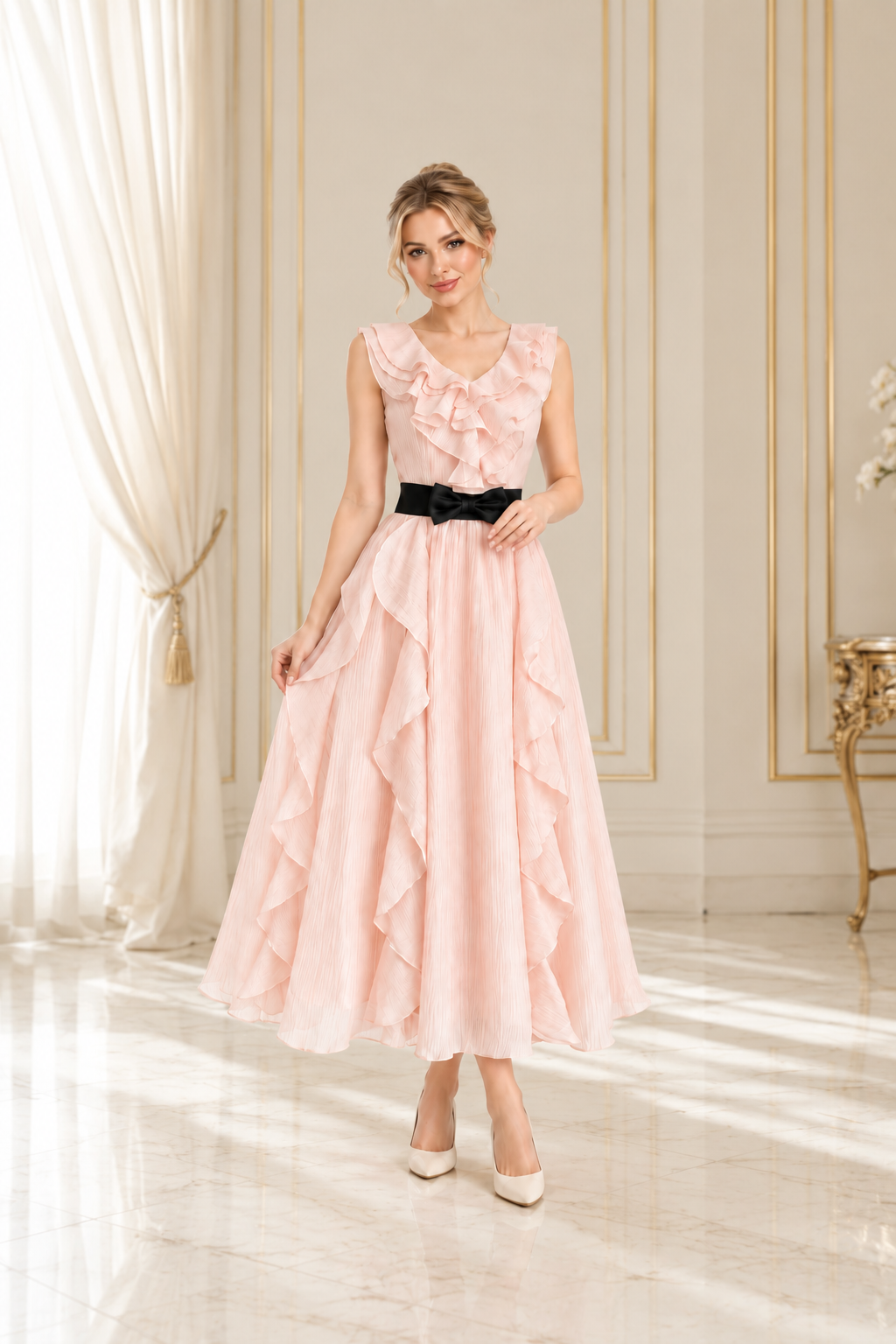 Romantic Ruffle Maxi Dress - Serenity