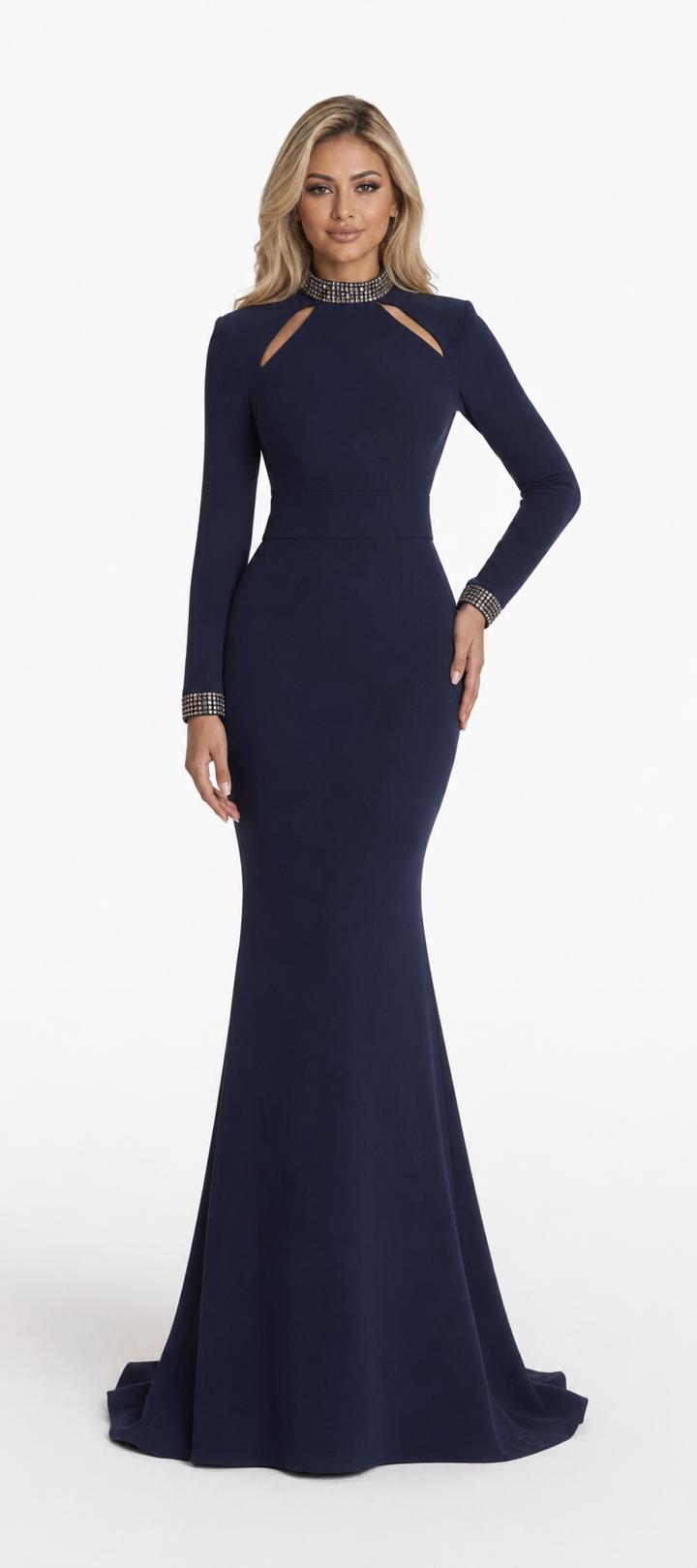 Crystal Neck Cutout Mermaid Maxi Dress – CELESTIA