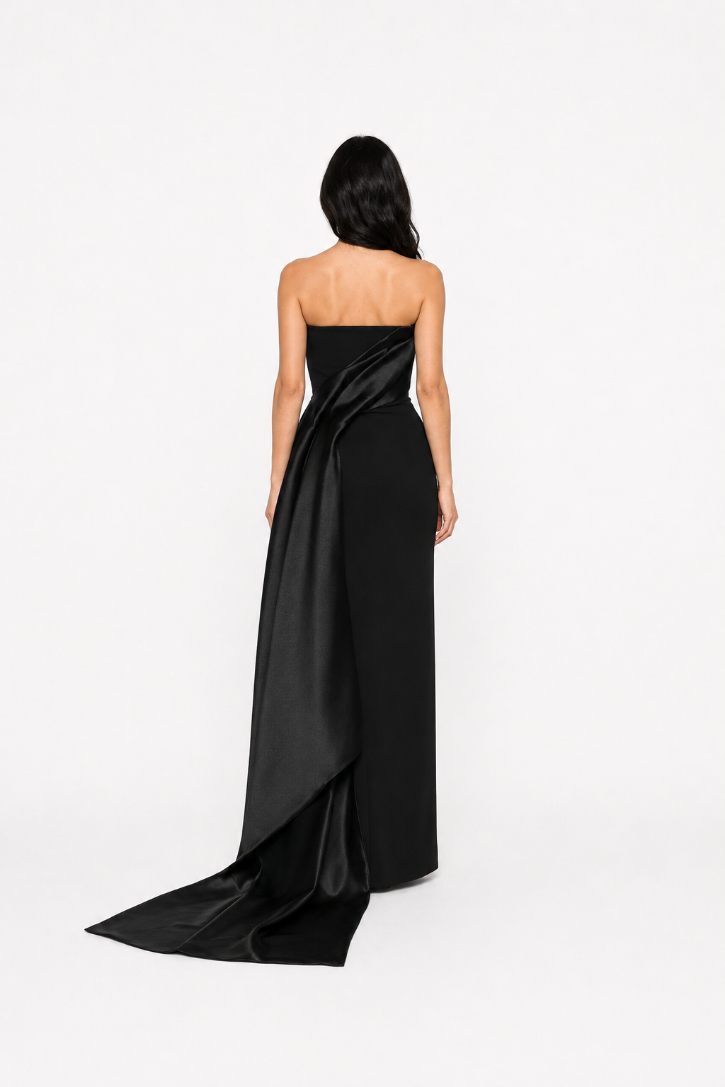 Strapless Draped Train Maxi Dress – NOCTELLA