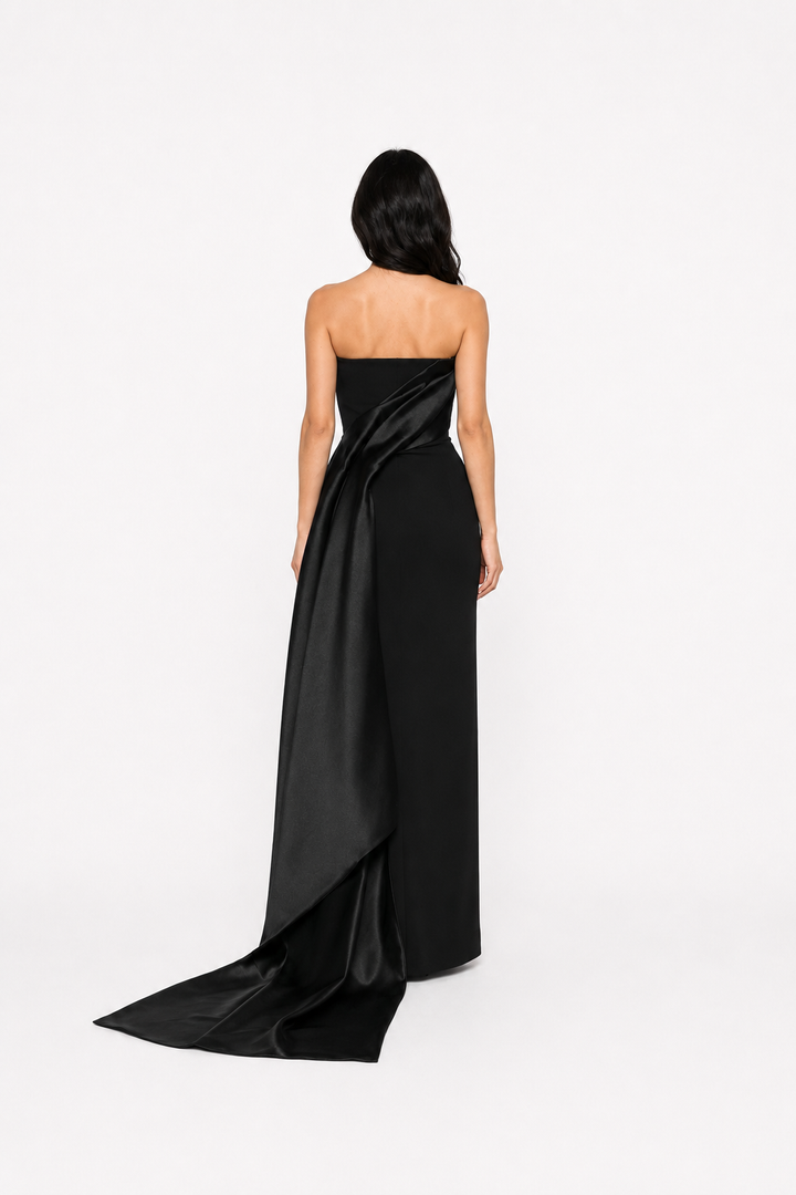 Strapless Draped Train Maxi Dress – NOCTELLA