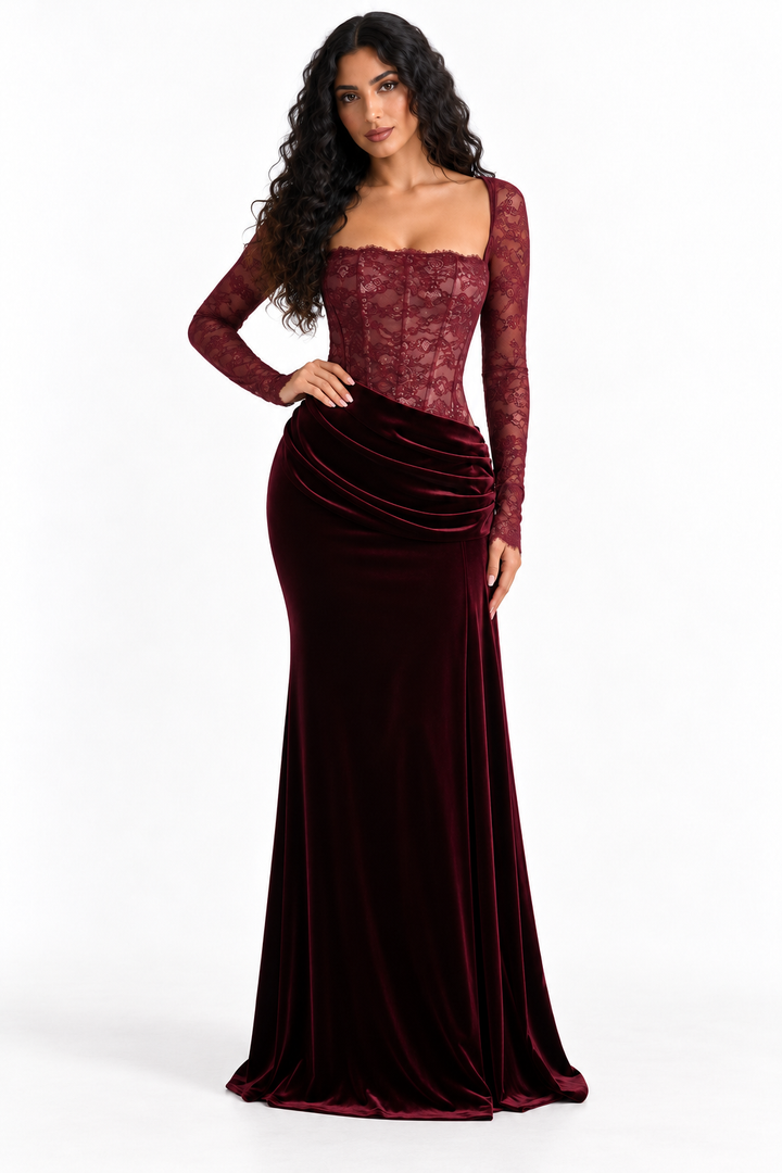 Lace Corset Velvet Draped - Elegance