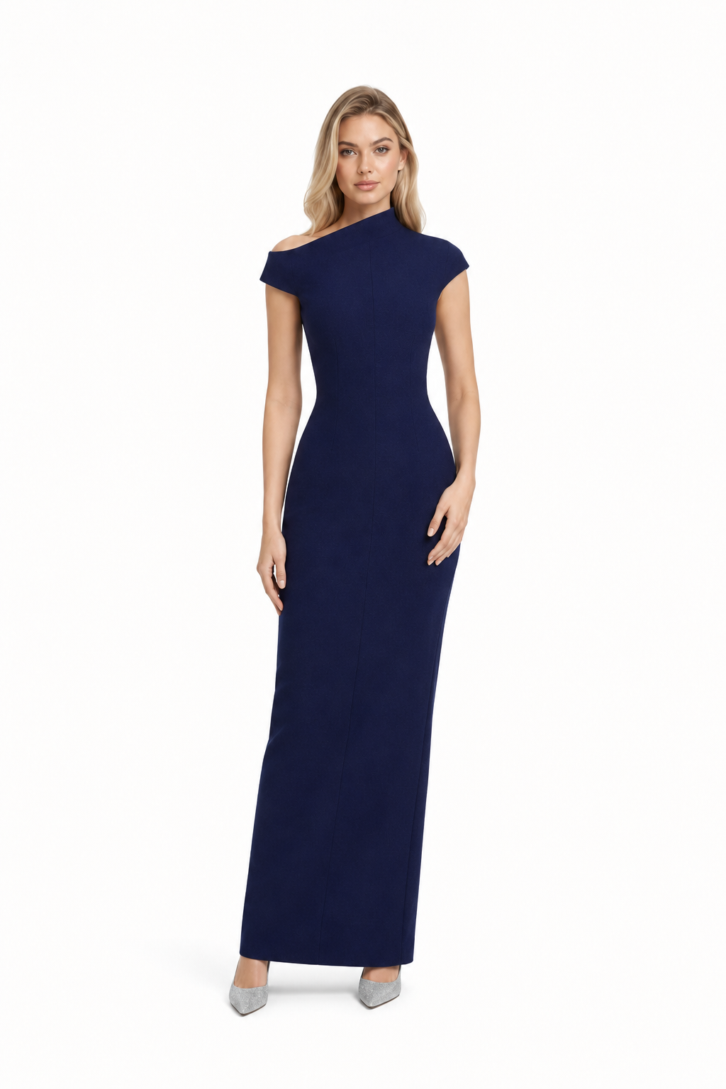 Asymmetric High Neck Column Maxi Dress – NAYELLA