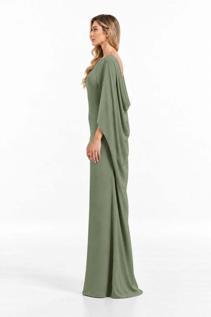 Cape Sleeve Column Maxi Dress – Verdelle