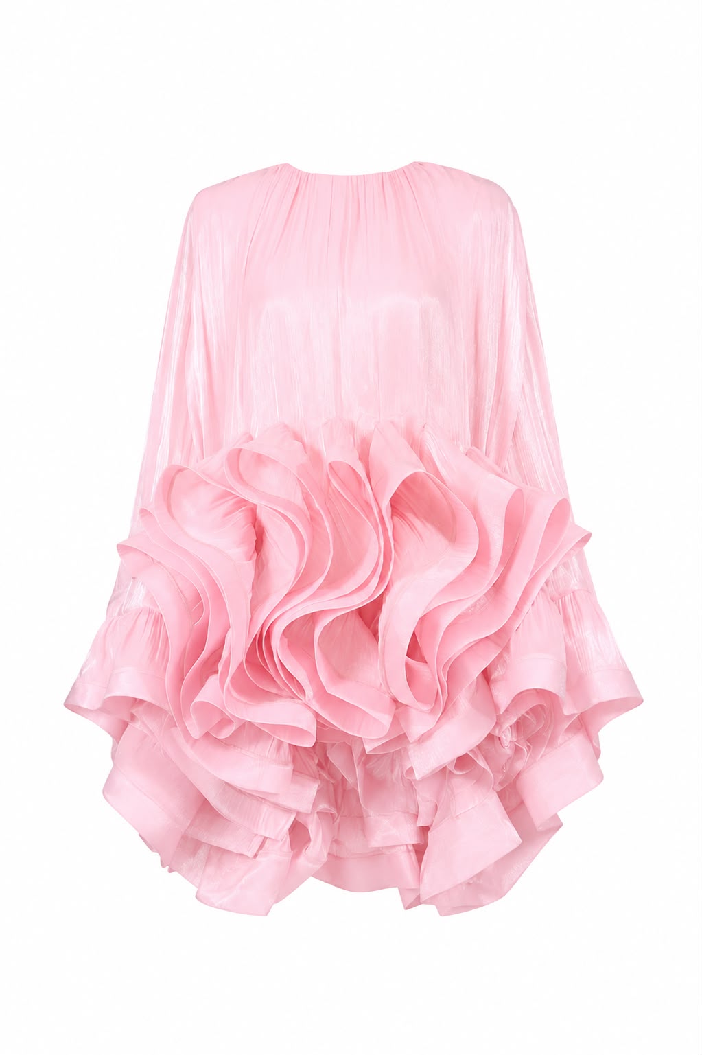 Oversized Ruffle Chiffon Mini Dress - Blossom