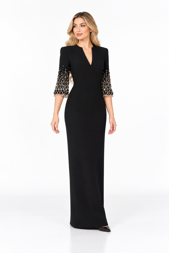 Embellished Sleeve Gown - Veloura