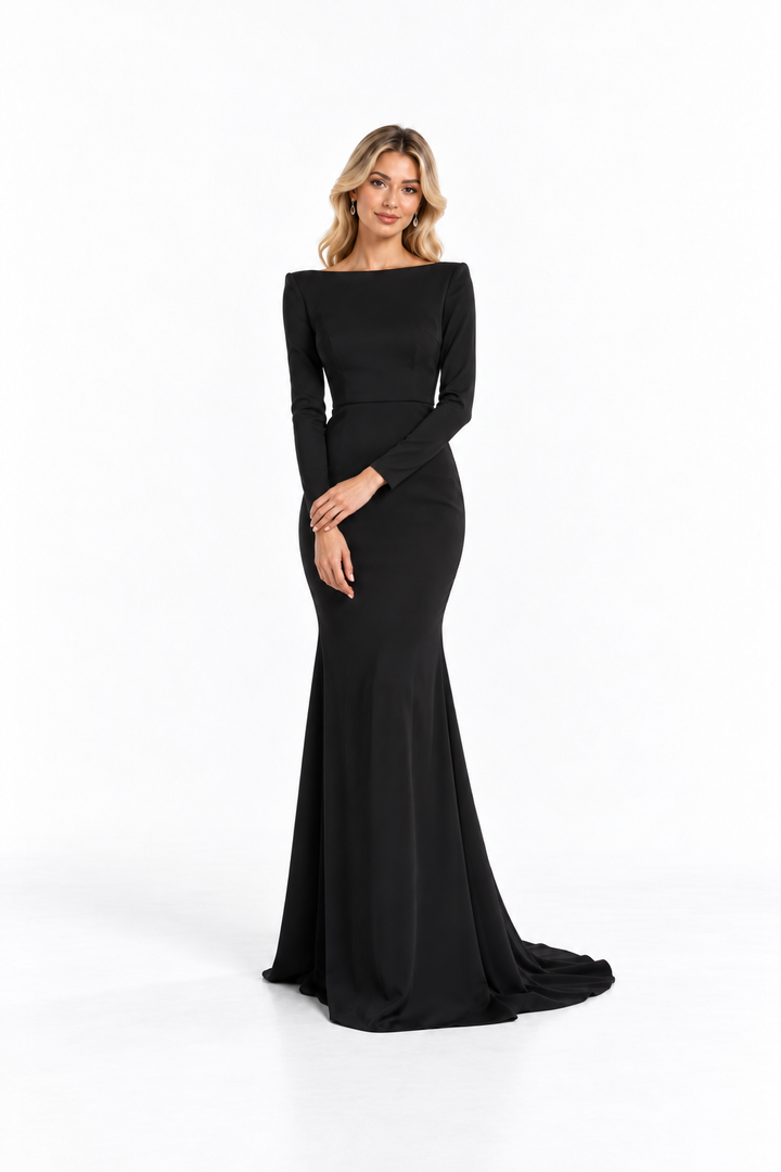 Black Structured Shoulder Mermaid Maxi Dress - Seraphine